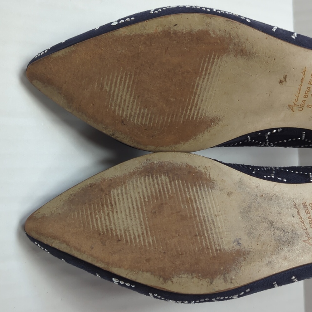 Ateliermix Studded Sequin Pointed Toe Flats 8 Blue Silver Tone Accent - Picture 15 of 16